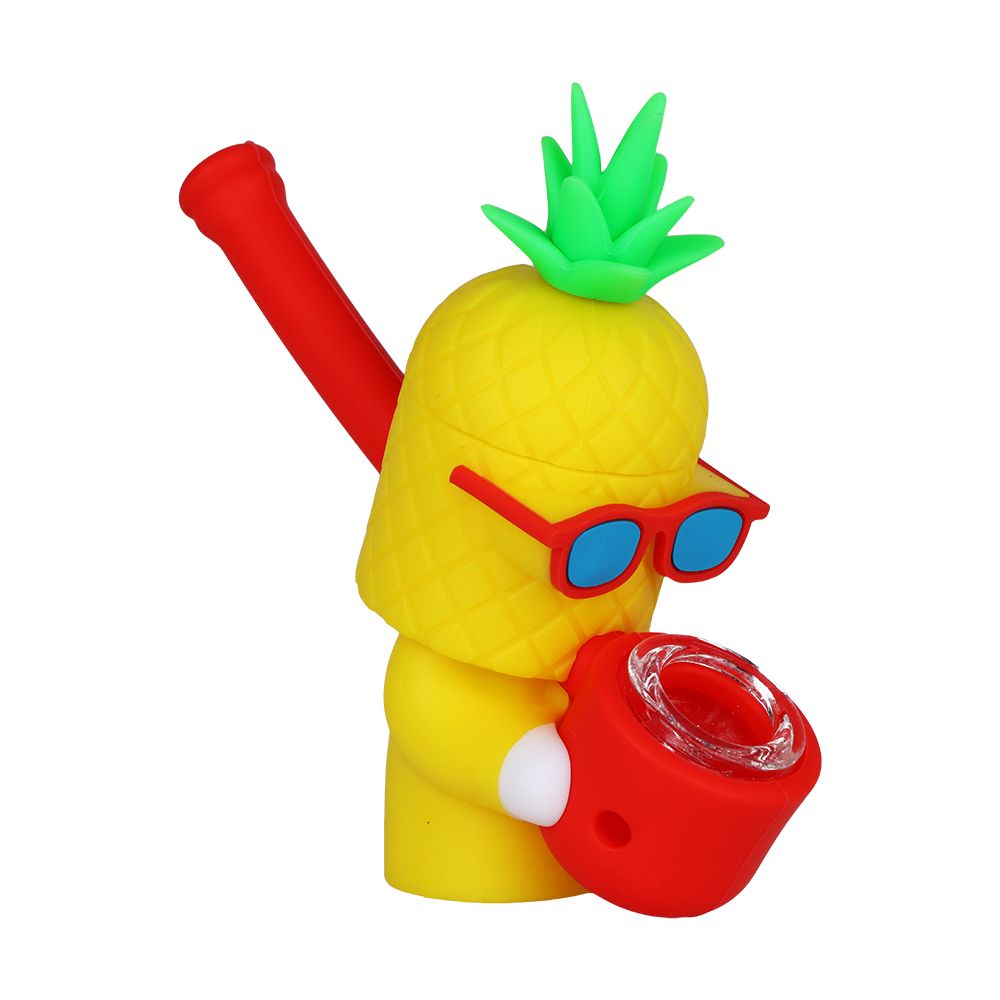 Cool Guy Pineapple Secret Stash Silicone Hand Pipe – 4″