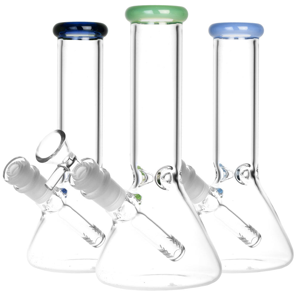 Classic Glass Beaker Water Pipe – 8″ / 14mm F / Colors Vary
