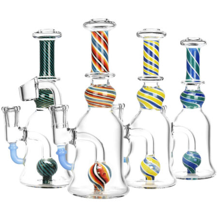 Magician Spiral Stripe Ball Perc Rig - 7.5"/14mm F/Colors Vary