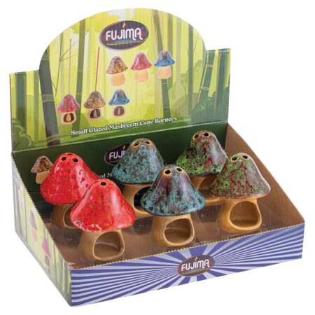 Fujima Small Glazed Mushroom Cone Ceramic Incense Burner - 6ct
