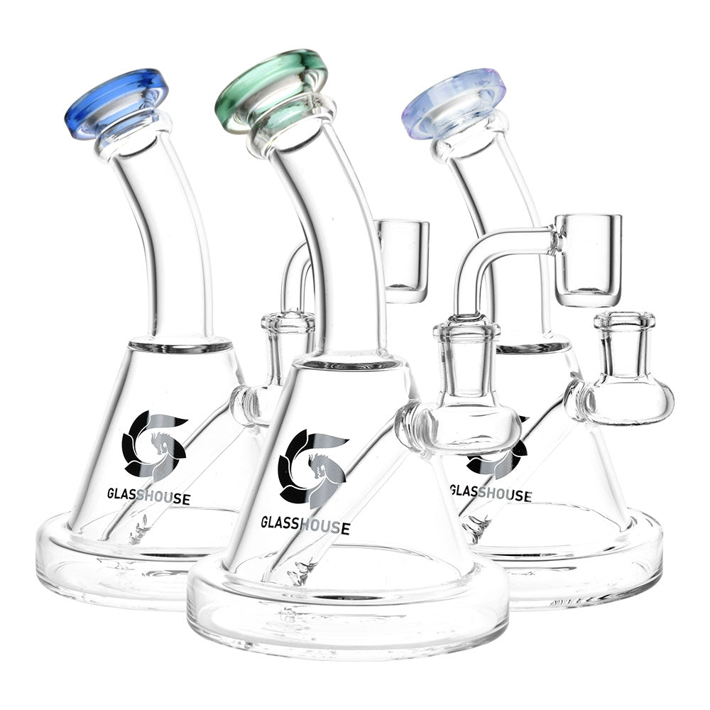 Glass House Bent Neck Glass Dab Rig – 6.75″ / 14mm F / Colors Vary