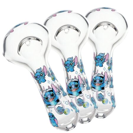 Little Blue Creature Glass Spoon Pipe - 4.5" 3ct