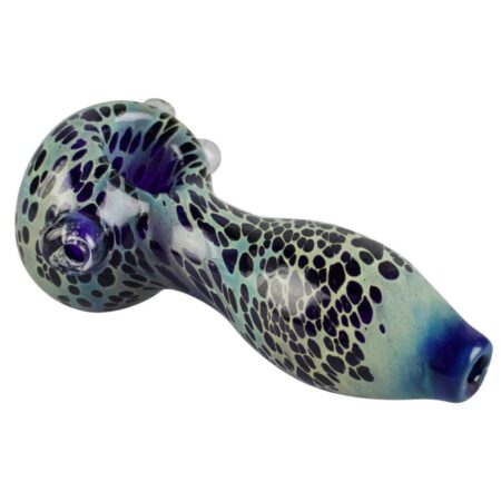Color Spotted Glass Hand Pipe With Raised Glass Beads