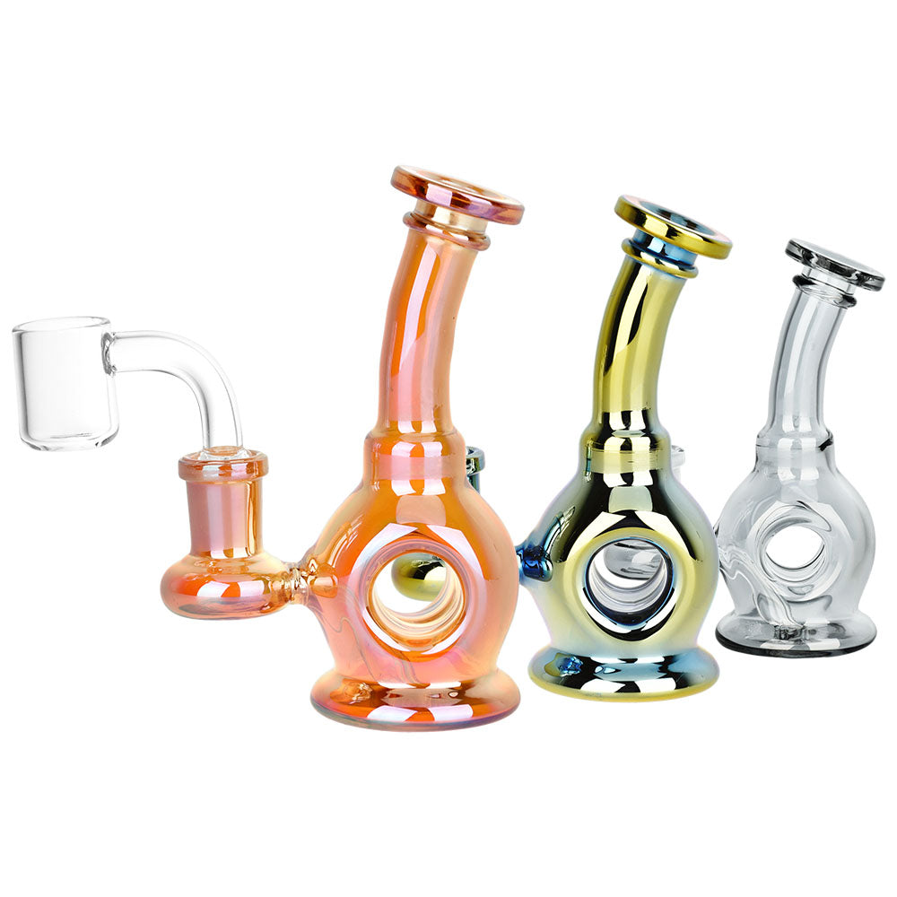 Time Warp Electroplated Glass Mini Dab Rig | 4.75″ | 14mm F | Colors Vary