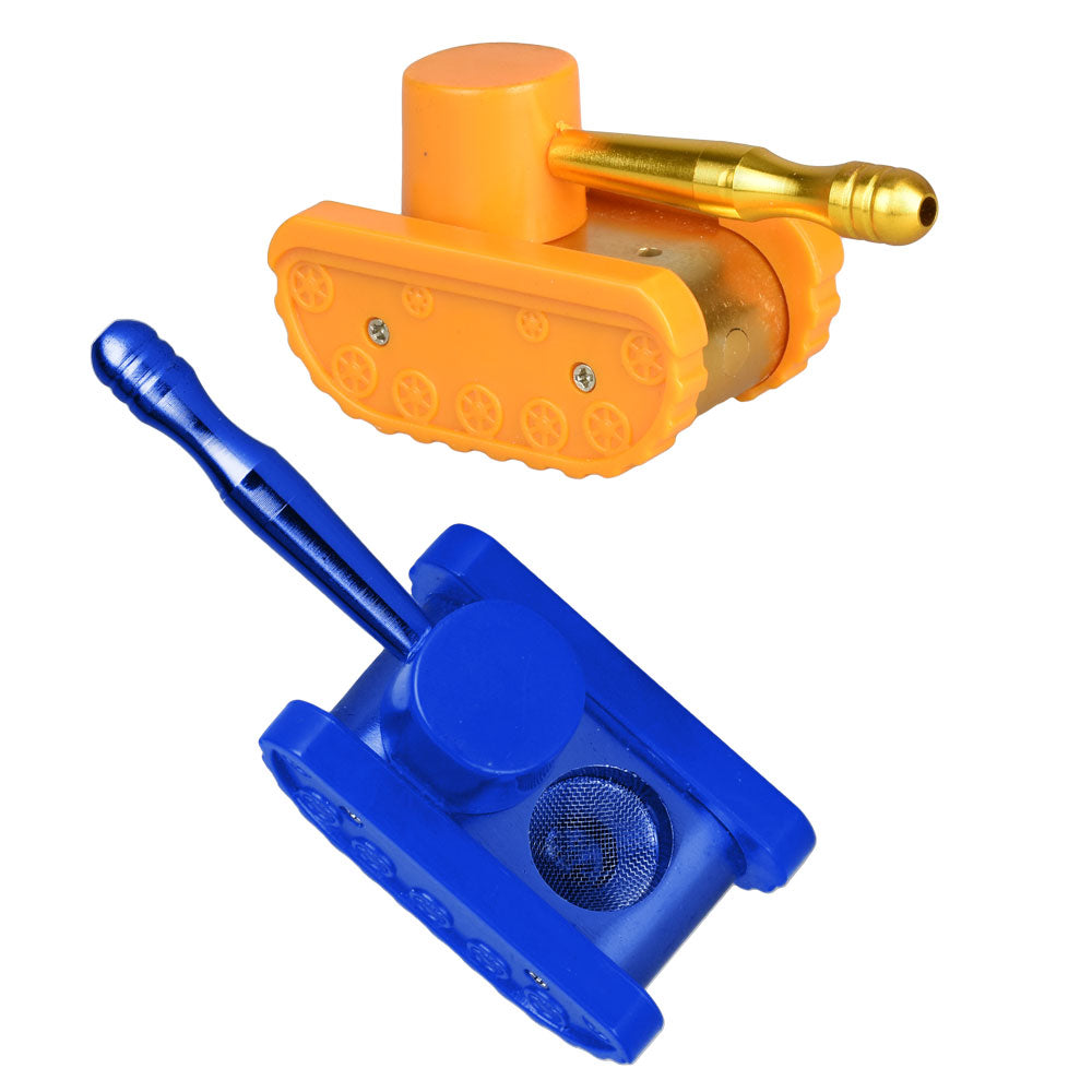 Metal Tank Hand Pipe w/ Hidden Bowl – 3.75″ / Colors Vary
