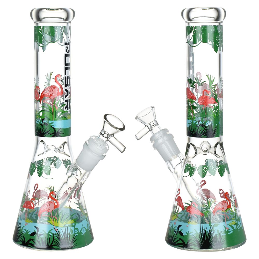 Pulsar Chillin’ Flamingos Glass Beaker Water Pipe | 14mm F