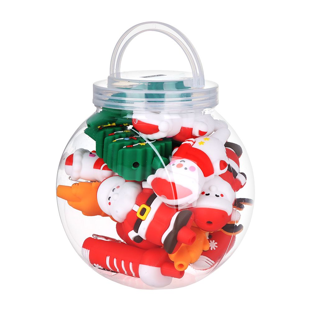 15CT FISHBOWL – Christmas Themed Silicone Hand Pipe  –  4″ / Styles Vary