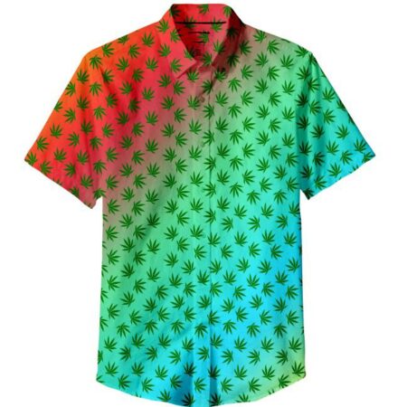 Men's Gradient Leaf Print Shirt Collection - 5 Sizes