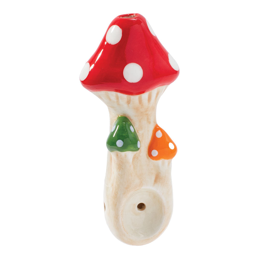 Wacky Bowlz Tri Mushroom Ceramic Pipe – 4″