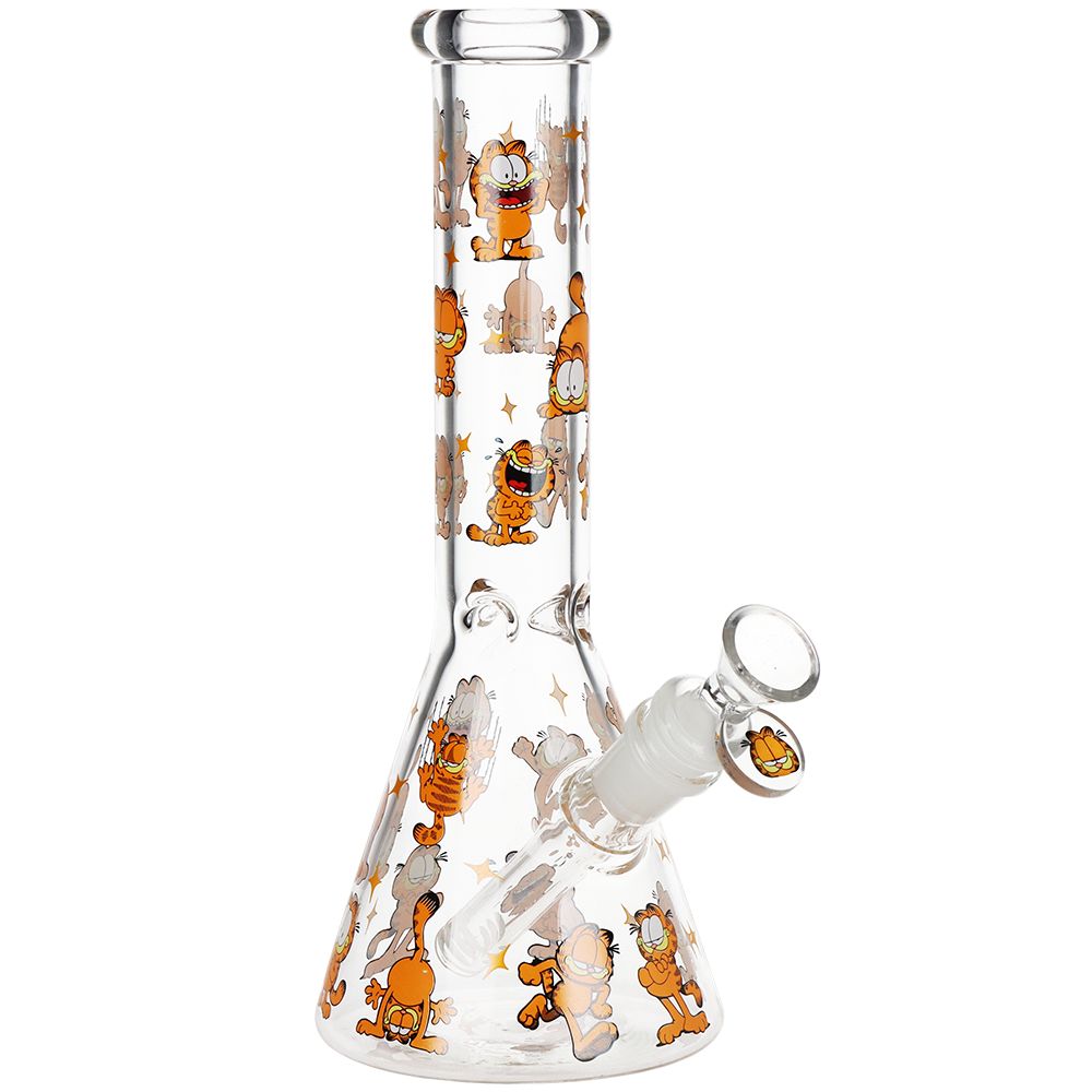 Stoned Garfield Beaker Glass Water Pipe – 10″ / 14mm F