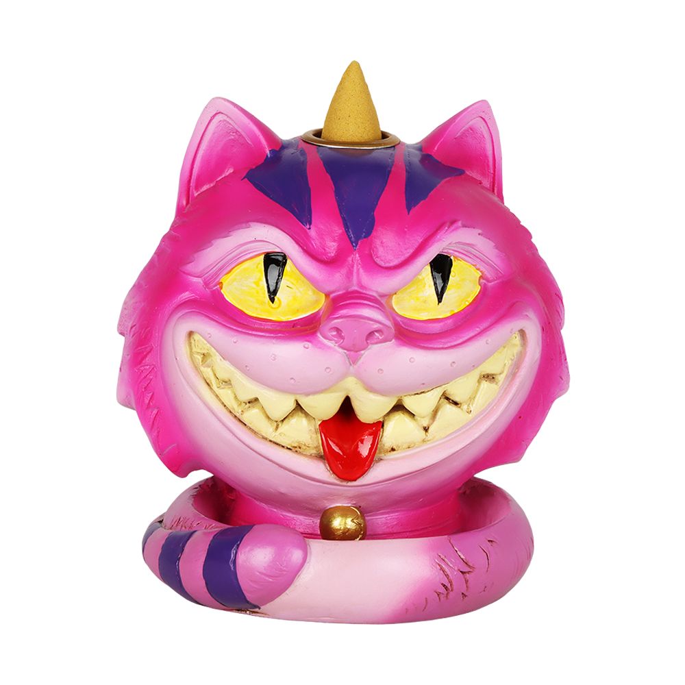 Grinning Cheshire Cat Backflow Polyresin Incense Burner – 4.25″ x 4.5″