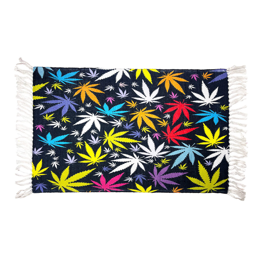 Handloom Printed Botanical Leaf Doormat – 2×3 ft
