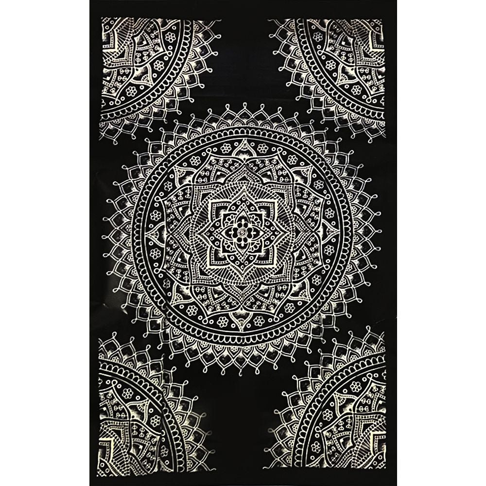 Black & White Mandala Tapestry – 54″x 86″