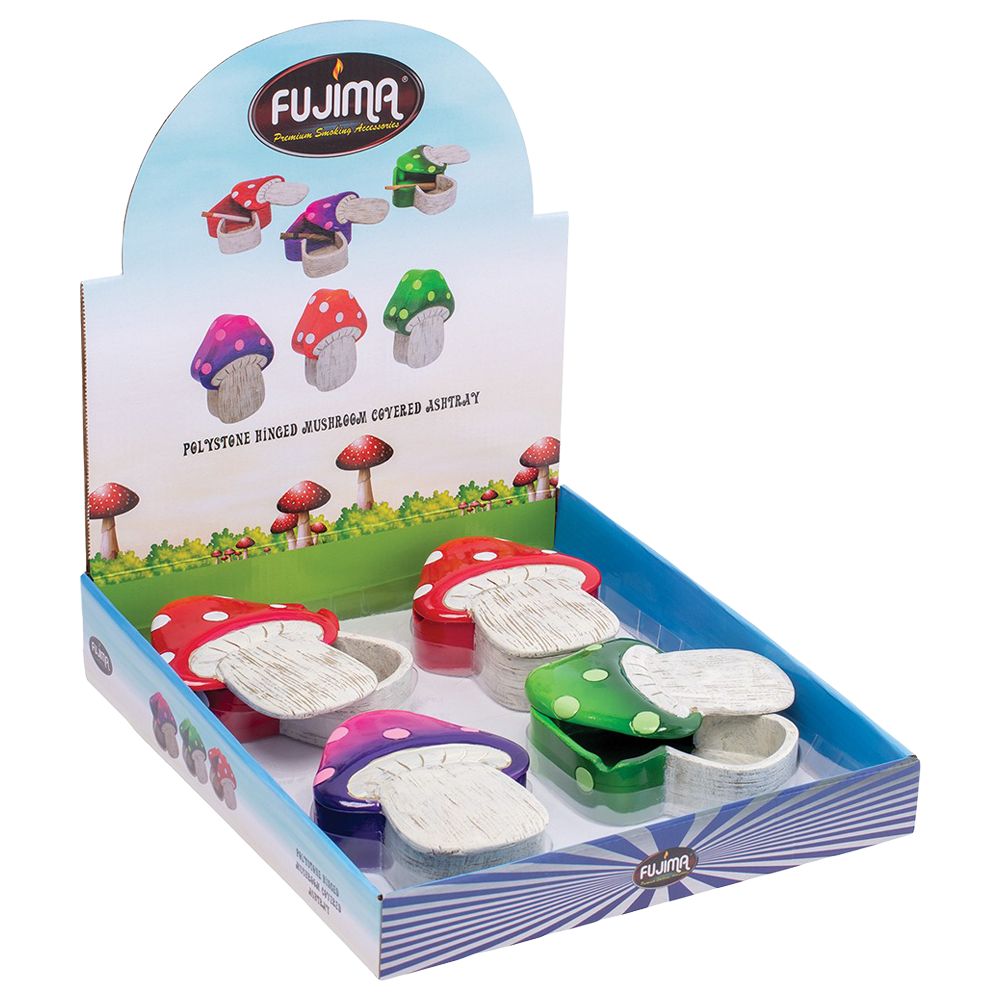Spotted Mushroom Covered Polyresin Ashtray – 5.25″ x 4″ 4ct