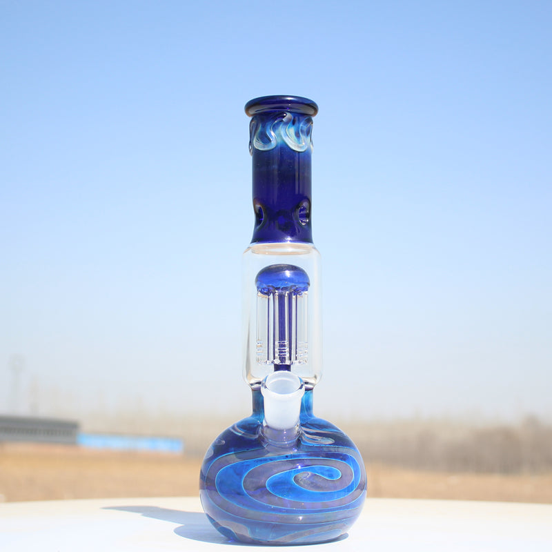 Blue Buddha Glass Water Pipe w/ Coil Perc 10.5″