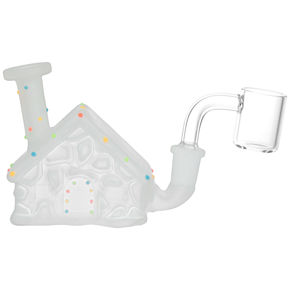 Frosted Christmas House w/ Glow in Dark Lights Glass Mini Rig – 3″ / 10mm F