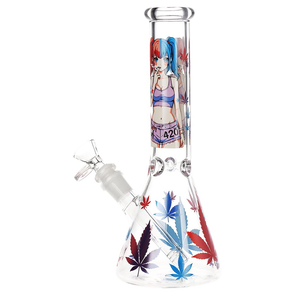 420 Anime Girl Beaker Glass Water Pipe – 10″ / 14mm F