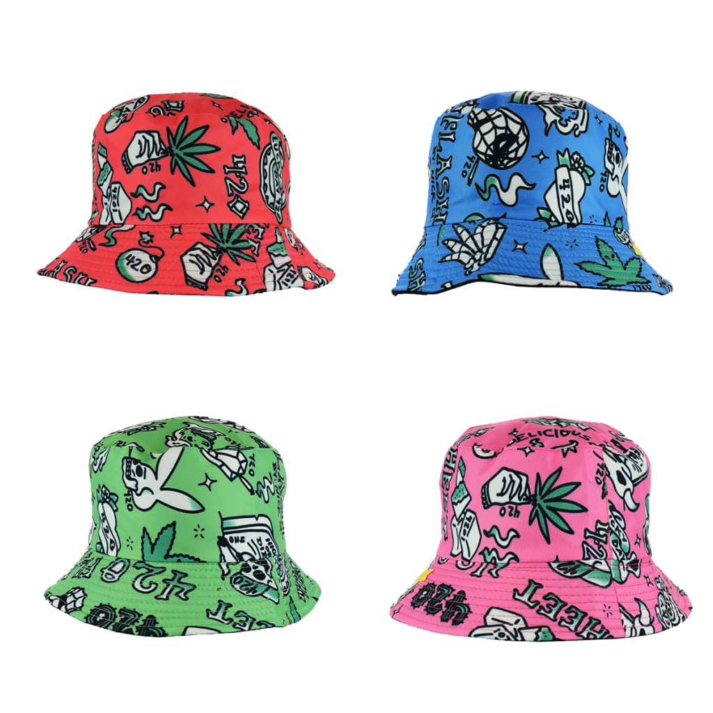 Reversible Skull Bunny Cannabis Life Bucket Hat