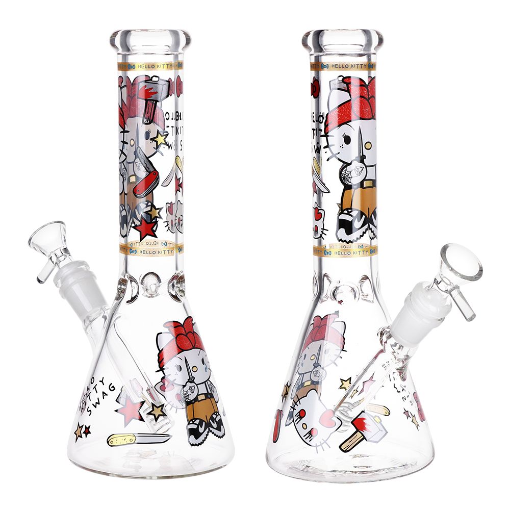 Gangster Cat Beaker Glass Water Pipe – 10″ / 14mm F