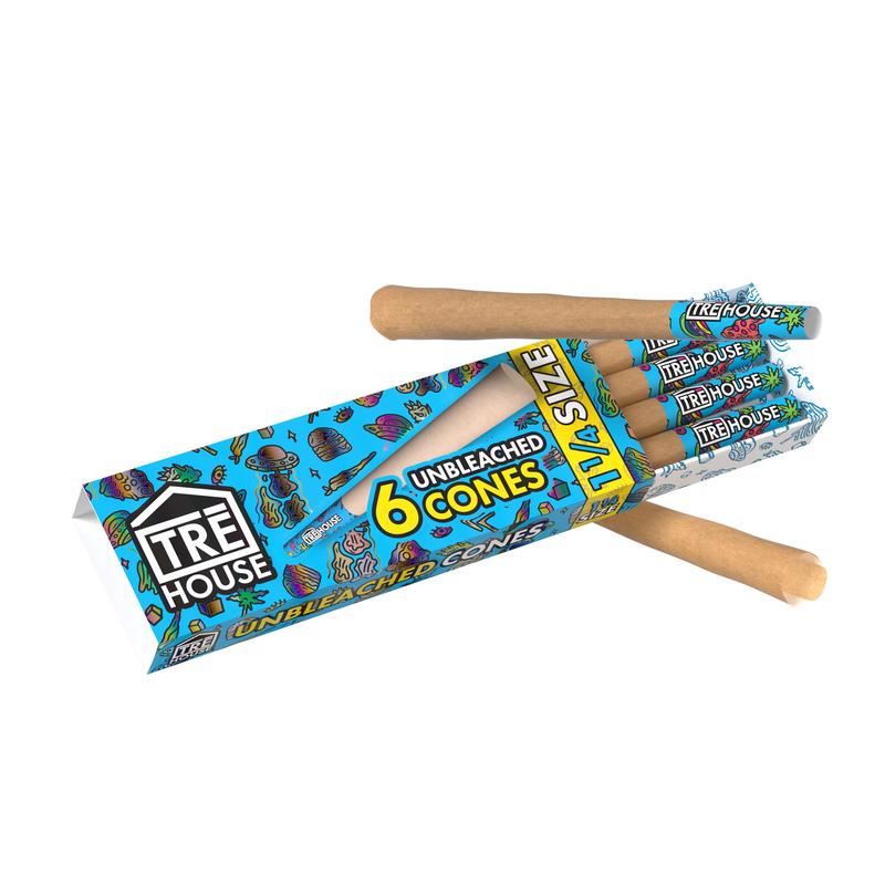 Pre Roll Cones – 6 Pack – 1 1/4″ – Unbleached – (24 x 24 Packs) 576pc MC