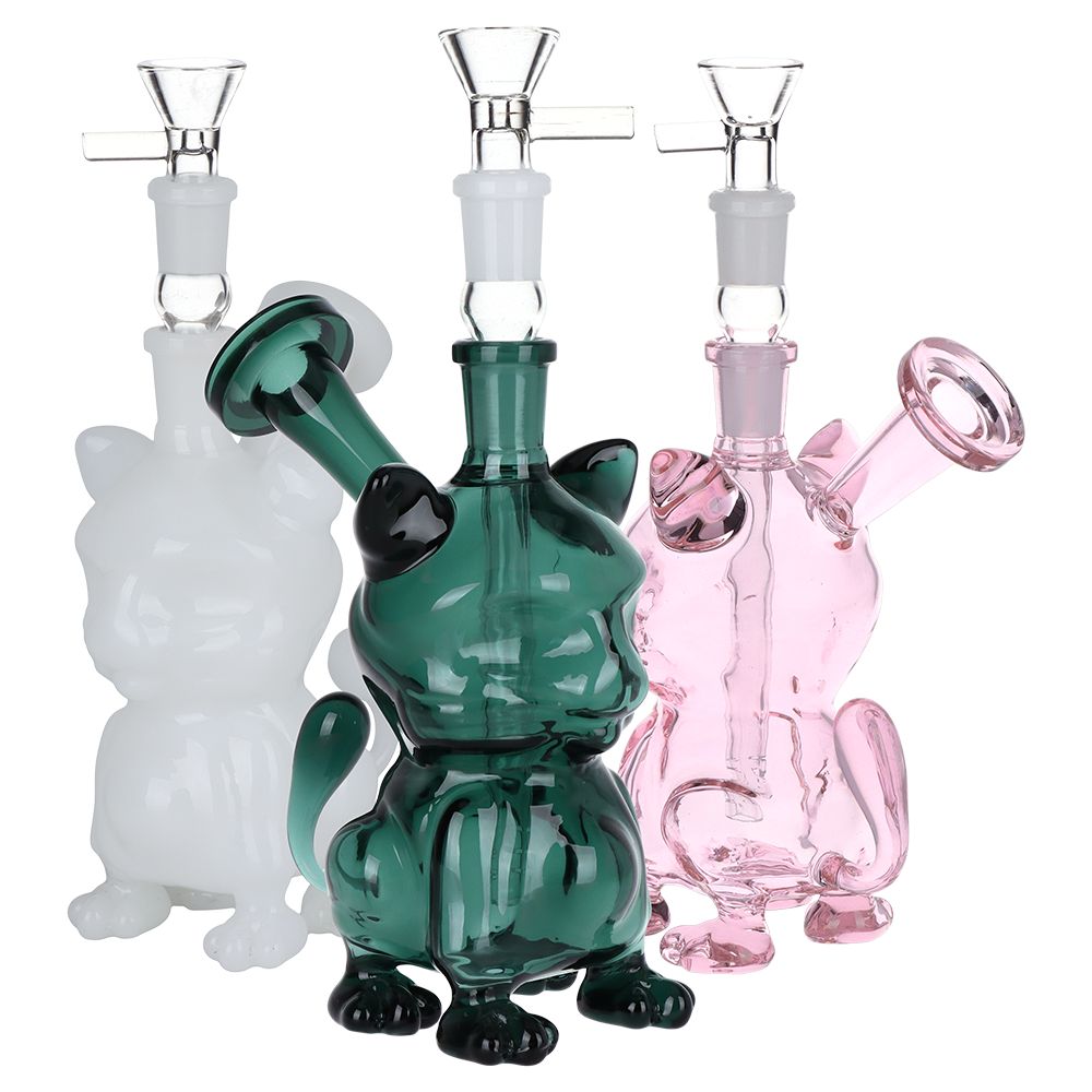 Purr-haps It’s A Cat Glass Water Pipe – 6″ / 14mm F