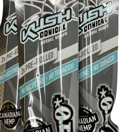 Kush Zero Herbal Organic Hemp Natural 2 Pre-Rolled Cones Wraps Per Pack (3 Count)