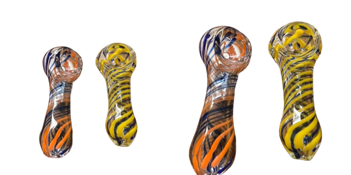 2.5” Colorful Swirling Design Handblown Glass Hand Pipe