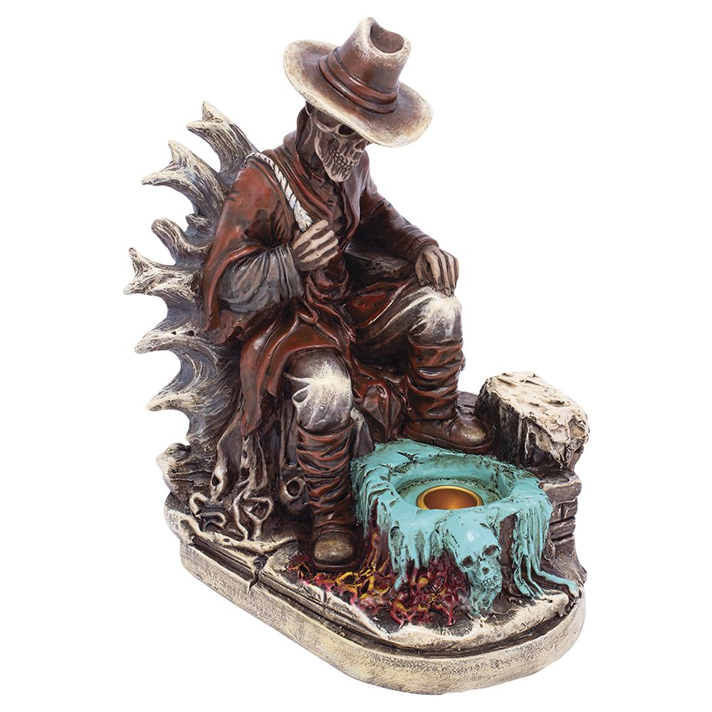 Fujima Skeleton Cowboy Polyresin Incense or Tealight Holder – 8.25″