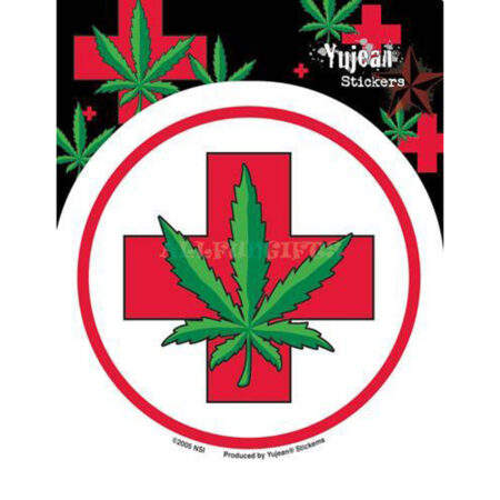 Medical Hemp Leaf Round Indoor/Outdoor Sticker - 3.75"