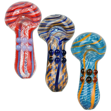 Lacey Pleasure Glass Spoon Pipe - 3.75" / 10pcs
