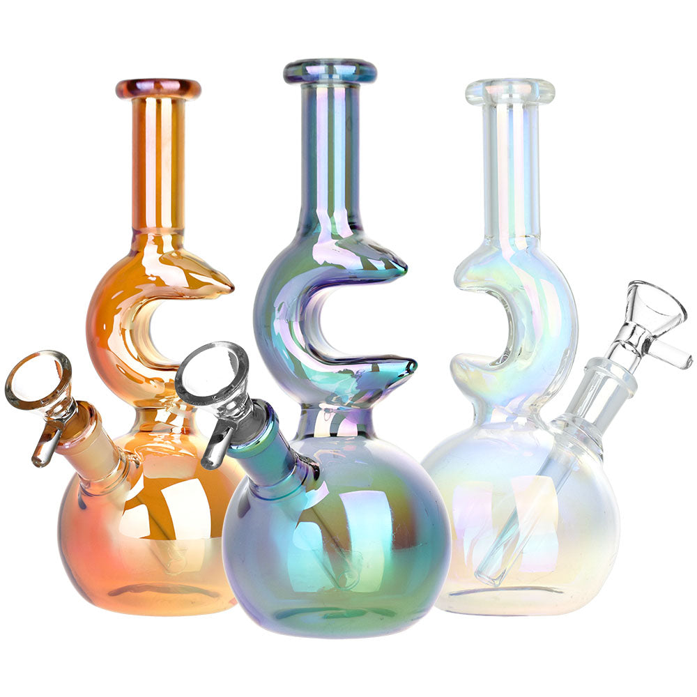 Lunar Glow Electroplated Glass Water Pipe – 7.25″ / 14mm F / Colors Vary