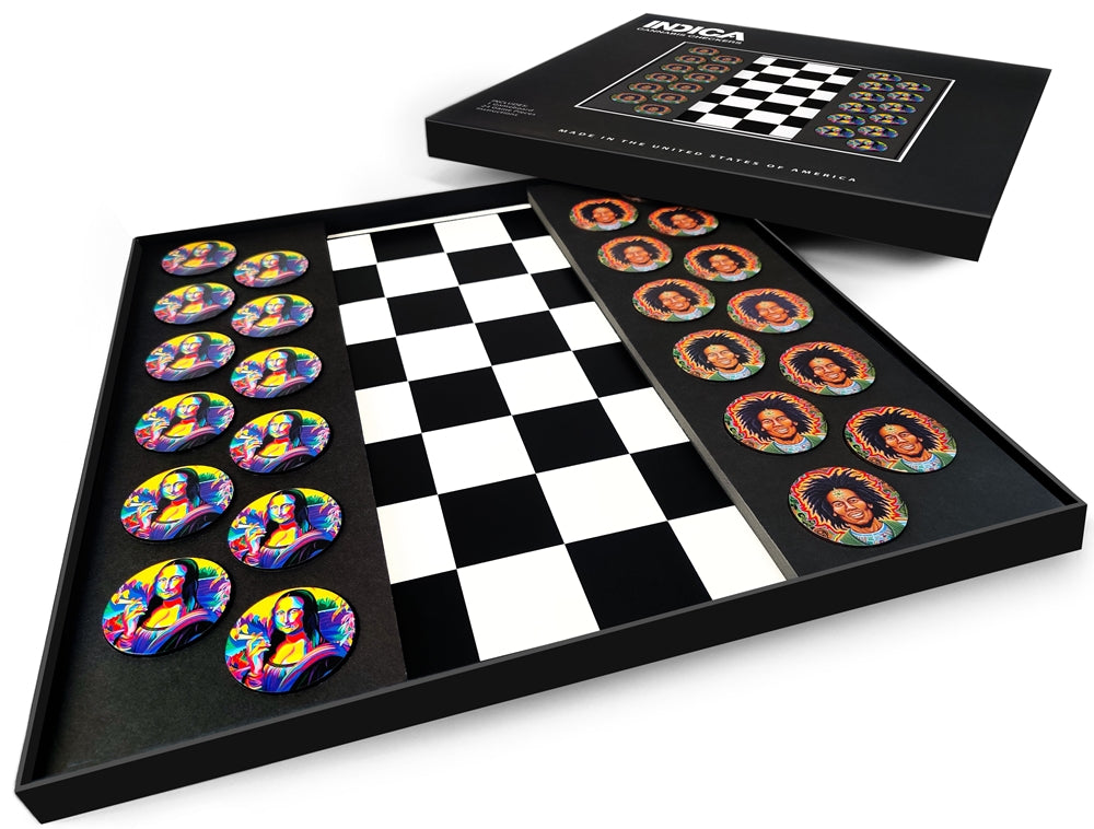 Starz Puzzles: Monia Lisa & Bob Marley 15″ x 15″ Checkerboard Set.