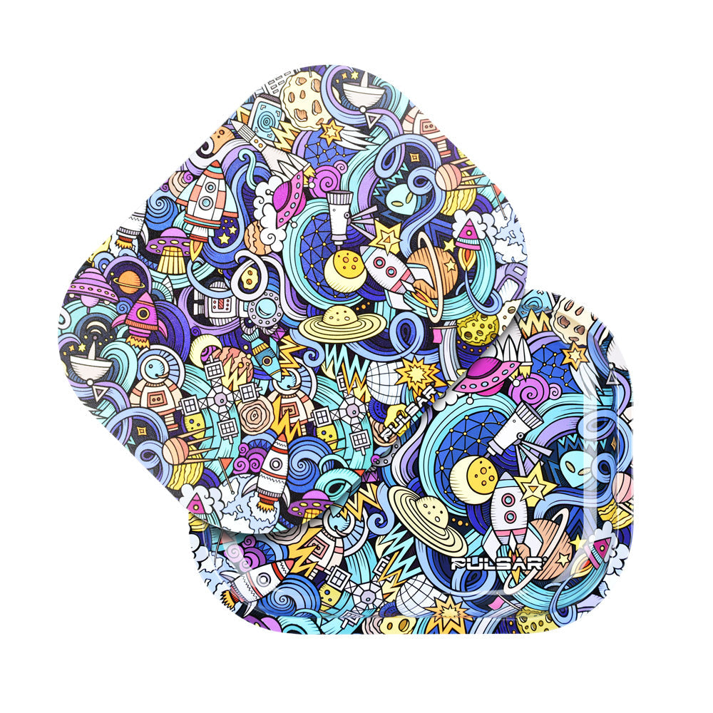 Pulsar Mini Metal Rolling Tray w/ Lid – Space Junk / 7″x5.5″