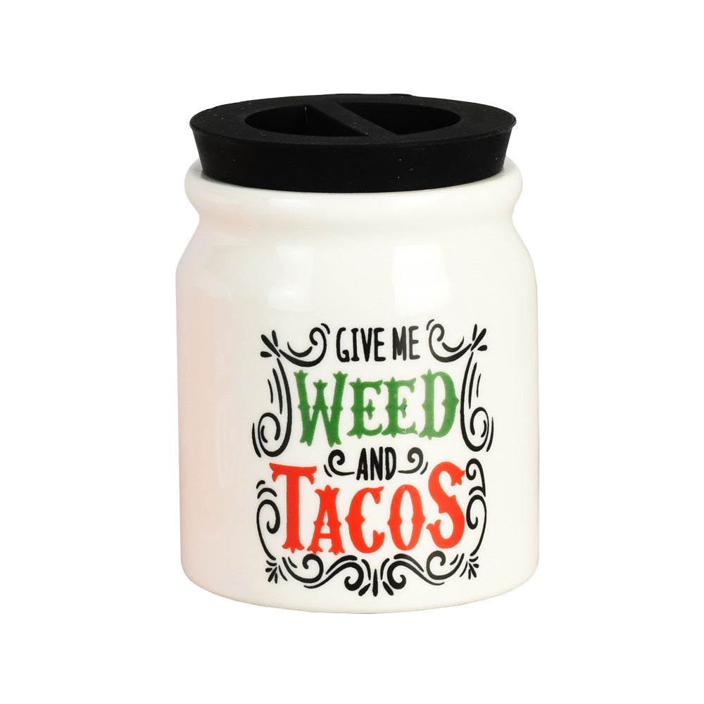 Weed & Tacos Ceramic Stash Jar w/ Silicone Lid
