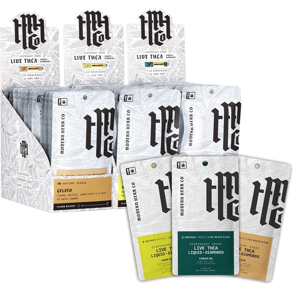 Modern Herb Co Liquid Diamonds THCA Cartridge – 1g 12ct