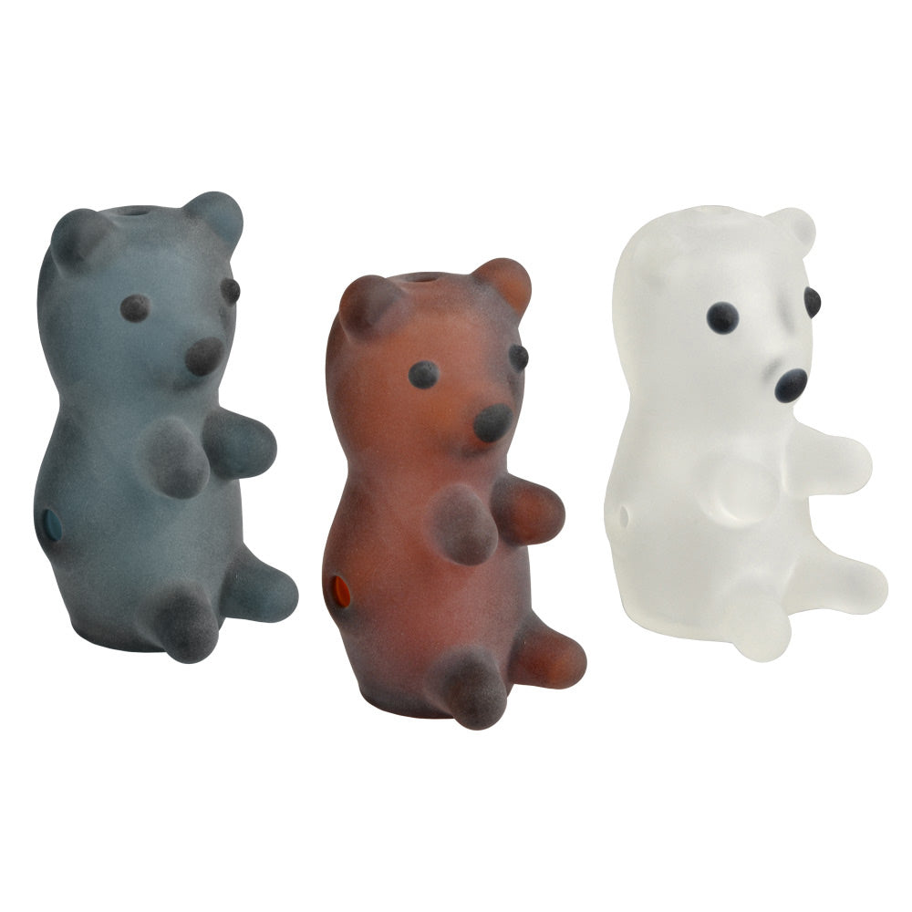 Frosted Bear Frosted Hand Pipe – 3″ / Colors Vary