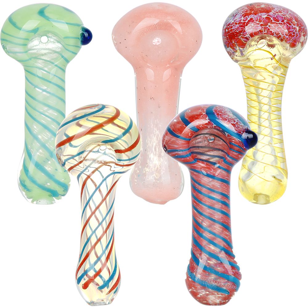 Striped Glass Hand Pipe – 3.5″ / 40ct