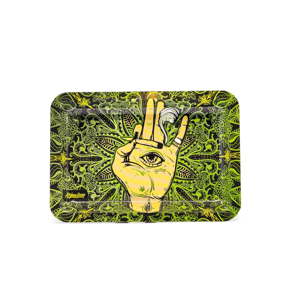 Afghan Hemp Metal Tray for Rolling and Organization - Image 9