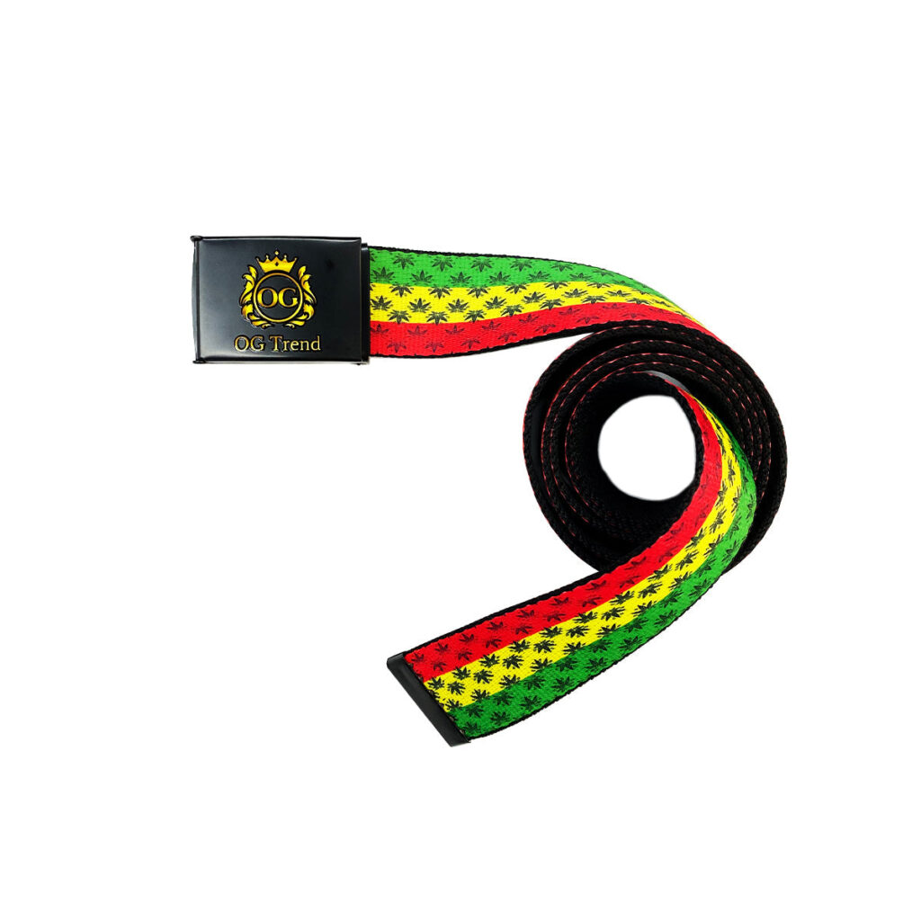 Rasta Inspired Leaf Print Adjustable Belt