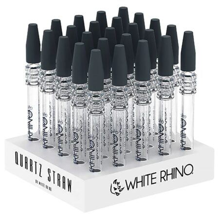 White Rhino Quartz Dab Straw V2 w/ Silicone Cap - 5" 25ct
