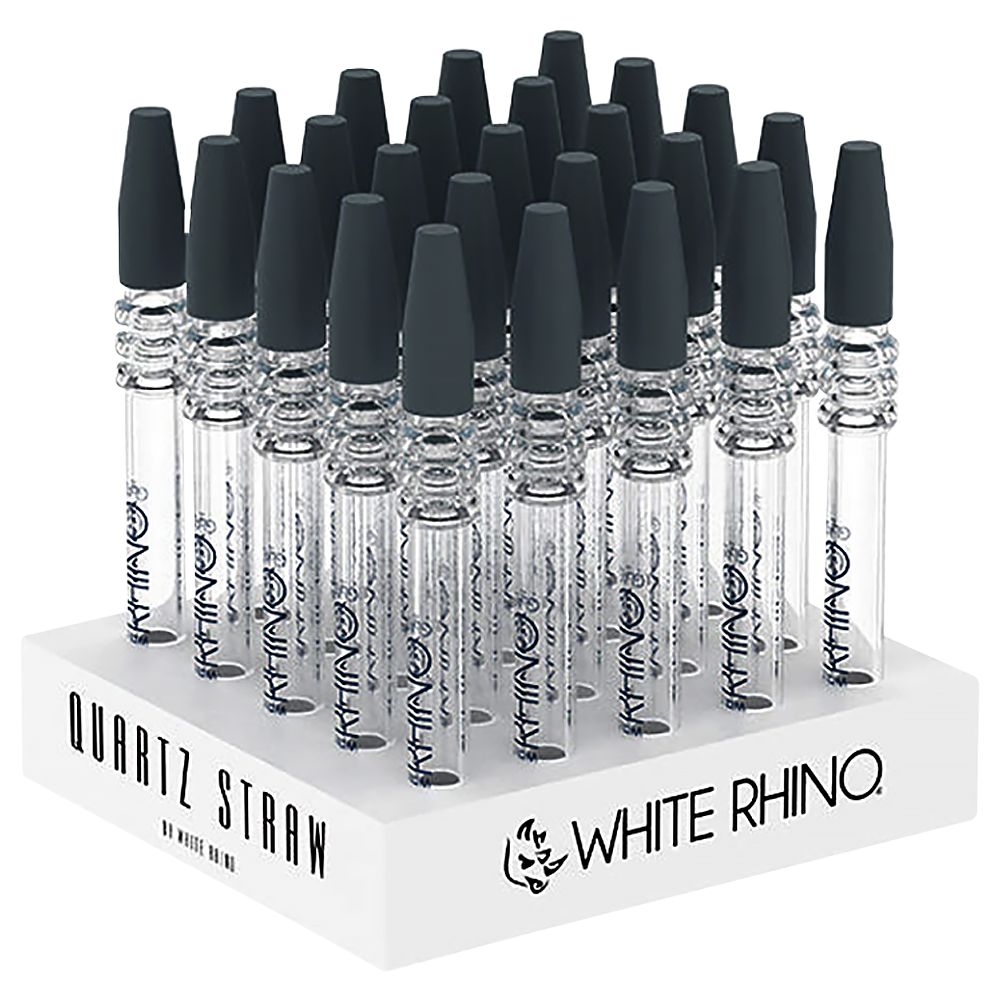 White Rhino Quartz Dab Straw V2 w/ Silicone Cap – 5″ 25ct