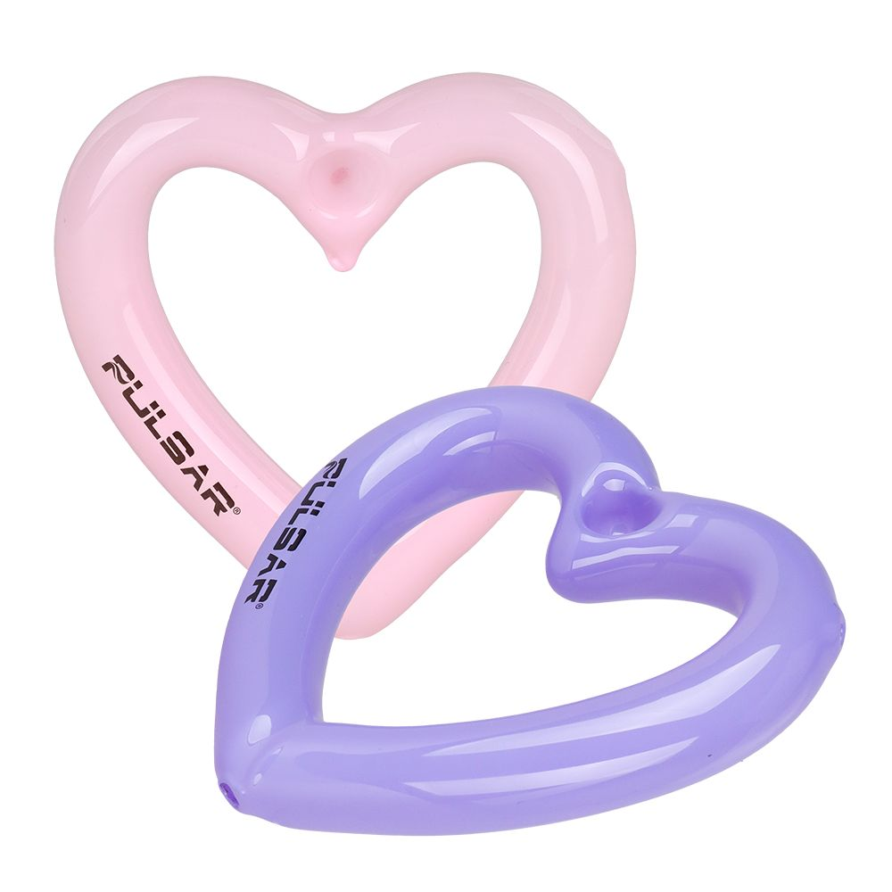2PC SET – Pulsar Balloon Heart Glass Hand Pipe – 4.5″ / Assorted Colors