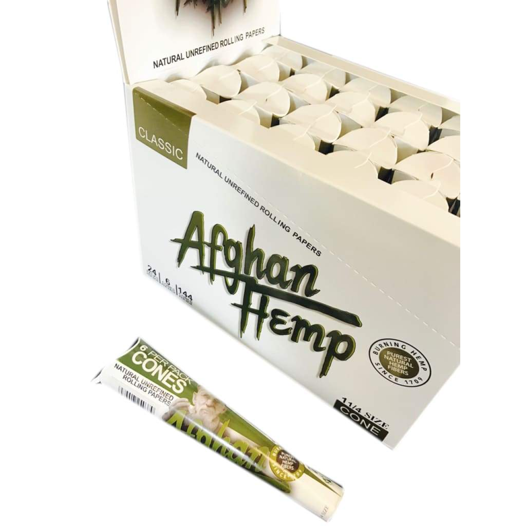 Afghan Hemp Prerolled Cones Classic 1 1/4 Size 144 Count Box