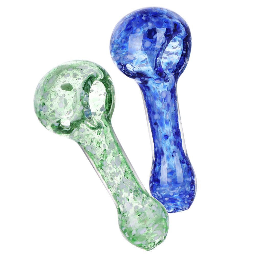 White Hot Nebula Frit Glass Spoon Pipe – 3.5″ / Colors Vary