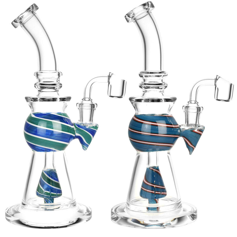 Spiral Stripe Bauble Glass Rig – 9.5″/14mm F/Colors Vary