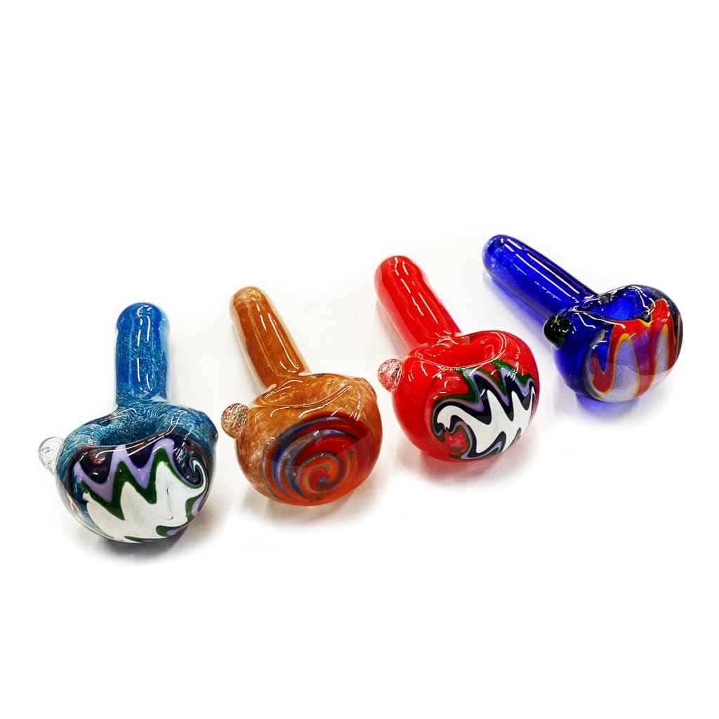 Wig Wag Glass Sticker Head Hand Pipe Spoon with Unique Designs