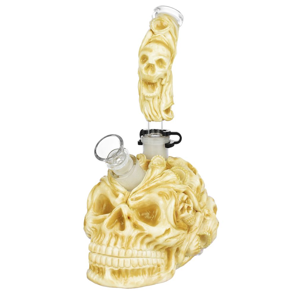 Skull Pile Sugar Skull Glass Water Pipe – 9.5″ / 19mm F