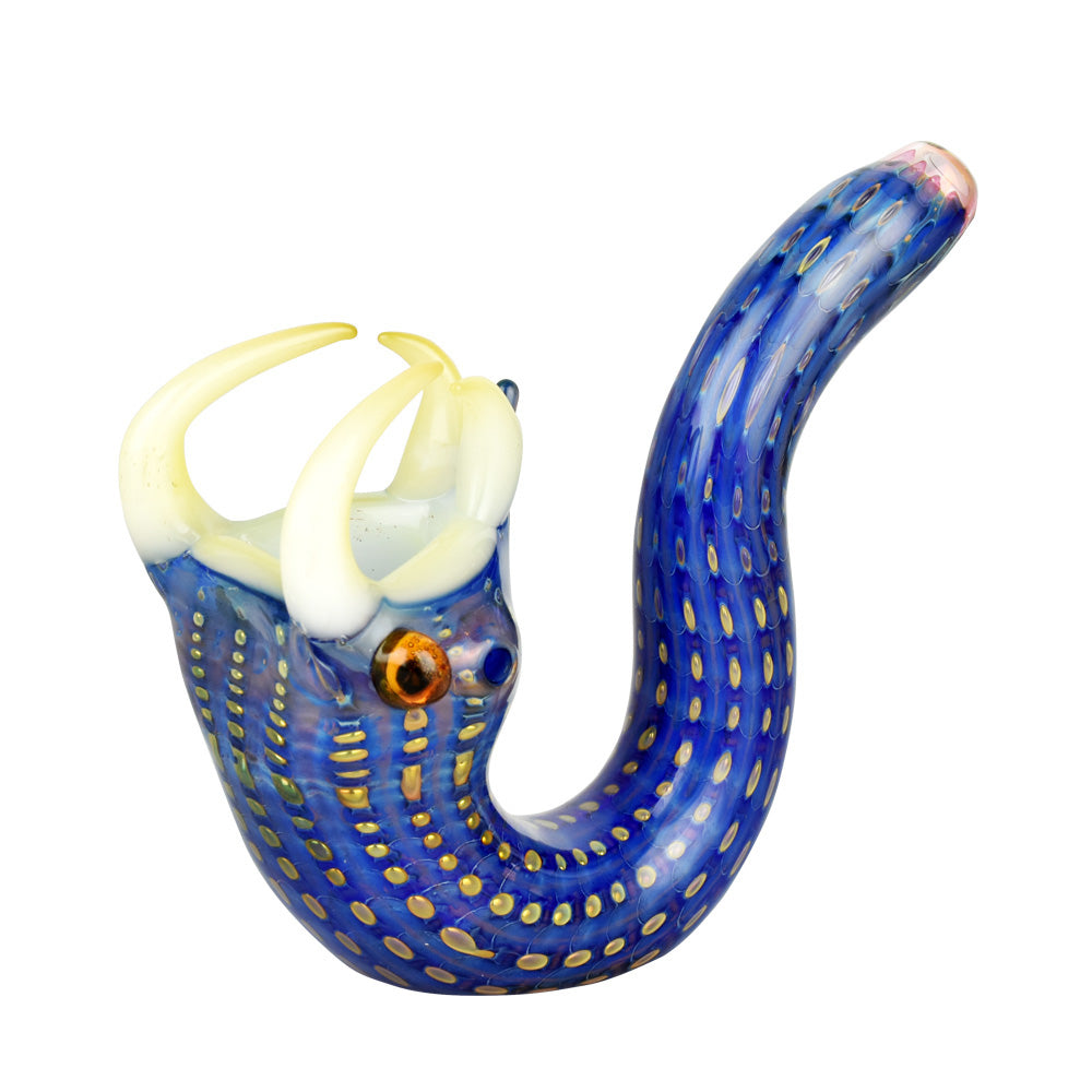 Fanged Blue Snake Glass Pipe – 5″