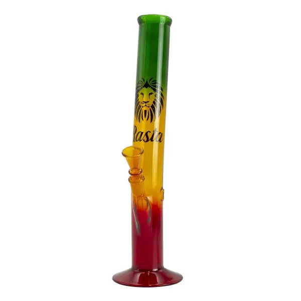 Rasta Colored Glass Water Pipe w/ Lion Logo 13″
