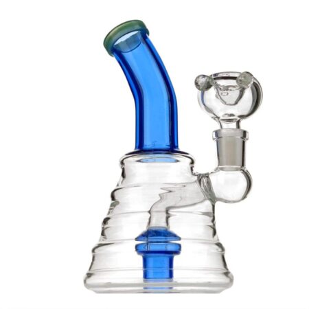 Sturdy Beaker Bong with Colored Bent Neck and Glass Chamber Body